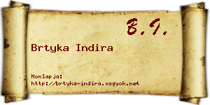 Brtyka Indira névjegykártya